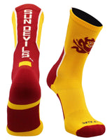TCK socks Gold/Maroon/White / Large Arizona State University Socks ASU Sun Devils Perimeter Crew