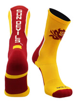 TCK socks Gold/Maroon/White / Large Arizona State University Socks ASU Sun Devils Perimeter Crew