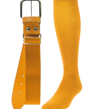 TCK socks Gold / Medium Baseball/Softball Adult Belt & Socks Combo Set