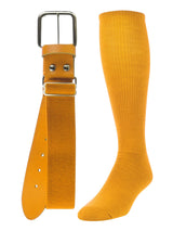 TCK socks Gold / Medium Baseball/Softball Adult Belt & Socks Combo Set