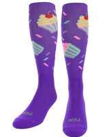 TCK socks Grape / Large Cupcake Athletic Knee High Socks