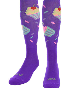 TCK socks Grape / Large Cupcake Athletic Knee High Socks