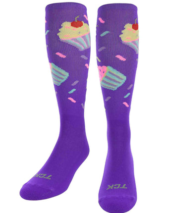 TCK socks Grape / Large Cupcake Athletic Knee High Socks