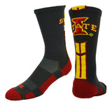 TCK socks Graphite/Cardinal/Gold / Large Iowa State Cyclones Baseline Crew USA Made