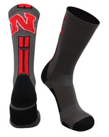 TCK socks Graphite/Scarlet/Black / Large Nebraska Cornhuskers Baseline Crew USA Made