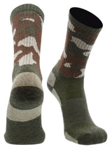 TCK socks Green Camo / Medium Merino Wool Hiking Socks Crew Length
