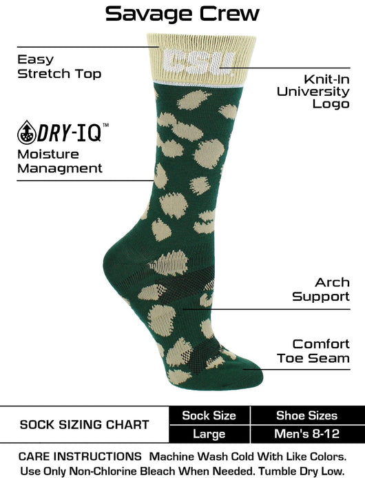 TCK socks Green/Gold / Medium CSU Colorado State Rams Socks Womens Savage Crew Socks