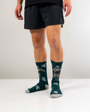 TCK socks Green/Grey/White / Large Michigan State Spartans Mayhem Crew Socks (Imported)