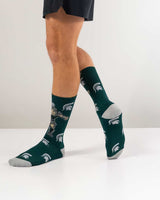 TCK socks Green/Grey/White / Large Michigan State Spartans Mayhem Crew Socks (Imported)