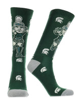 TCK socks Green/Grey/White / Large Michigan State Spartans Mayhem Crew Socks (Imported)