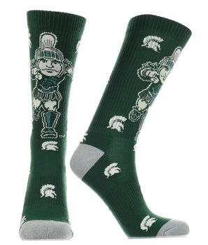 TCK socks Green/Grey/White / Large Michigan State Spartans Mayhem Crew Socks (Imported)