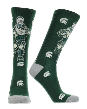TCK socks Green/Grey/White / Large Michigan State Spartans Mayhem Crew Socks (Imported)