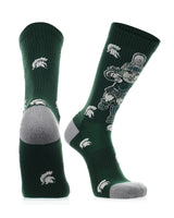 TCK socks Green/Grey/White / Large Michigan State Spartans Mayhem Crew Socks (Imported)