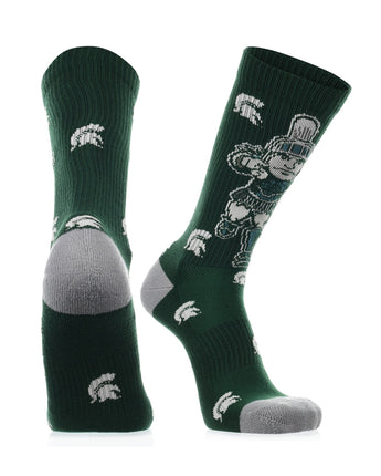 TCK socks Green/Grey/White / Large Michigan State Spartans Mayhem Crew Socks (Imported)