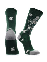 TCK socks Green/Grey/White / Large Michigan State Spartans Mayhem Crew Socks (Imported)