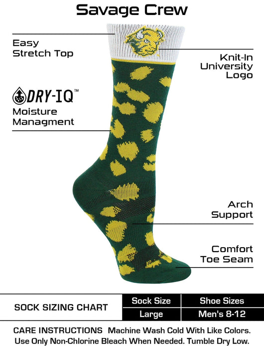 TCK socks Green/Yellow / Medium North Dakota State Bison Socks Womens Savage Crew Socks