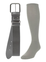 TCK socks Grey / Medium Baseball/Softball Adult Belt & Socks Combo Set