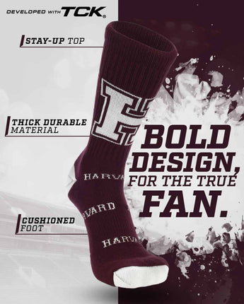 TCK socks Harvard Crimson Mayhem Crew Socks (Made in USA)