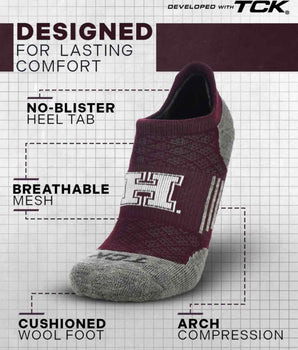 TCK socks Harvard Crimson Tour No Show Tab Socks - Made in USA