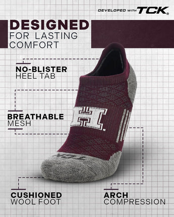 TCK socks Harvard Crimson Tour No Show Tab Socks - Made in USA