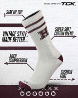 TCK socks Harvard Crimson | Vintage | NCAA Mens and Womens Soft Cotton Sock