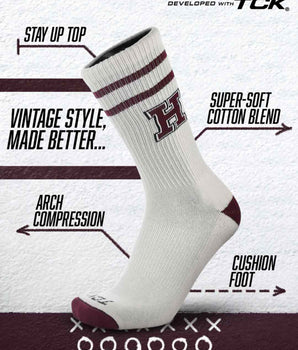 TCK socks Harvard Crimson | Vintage | NCAA Mens and Womens Soft Cotton Sock