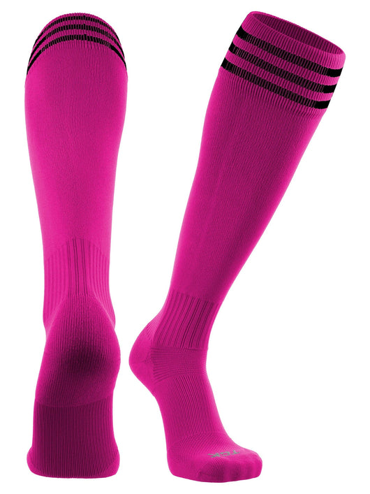 TCK socks Hot Pink/Black / Large Finale 3-Stripe Soccer Socks
