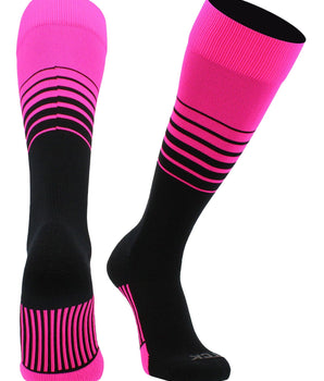 TCK socks Hot Pink/Black / Small TCK Elite Breaker Striped Athletic Socks | Over-the-Calf Soccer & Baseball