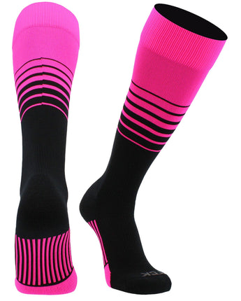 TCK socks Hot Pink/Black / Small TCK Elite Breaker Striped Athletic Socks | Over-the-Calf Soccer & Baseball