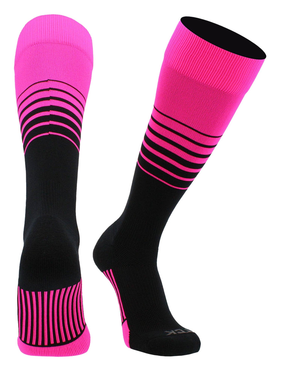TCK socks Hot Pink/Black / Small TCK Elite Breaker Striped Athletic Socks | Over-the-Calf Soccer & Baseball