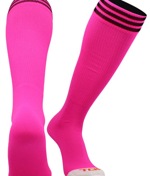 TCK socks Hot Pink/Black / X-Small Prosport Striped Over the Calf Tube Socks
