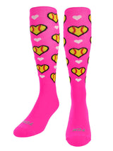 TCK socks Hot Pink / Large Softball Hearts Athletic Knee High Socks