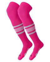 TCK socks Hot Pink/White/Pink / Large Dugout Striped Over the Knee Baseball Socks Pattern E