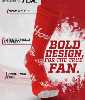 TCK socks Houston Cougars Mayhem Crew Socks (Made in USA)