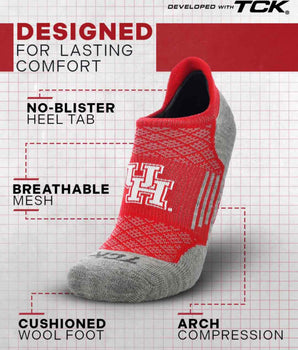 Houston Cougars No Show Tour Socks - Made in USA