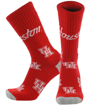 TCK socks Houston Scarlet/Grey / Large Houston Cougars Mayhem Crew Socks (Made in USA)