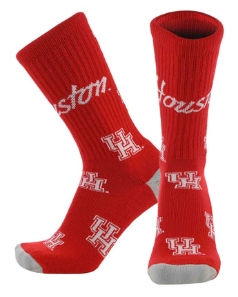 TCK socks Houston Scarlet/Grey / Large Houston Cougars Mayhem Crew Socks (Made in USA)