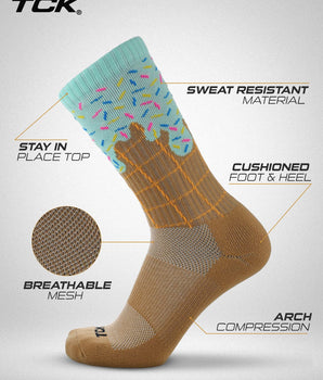 TCK socks Icy Mint Freeze Ice Cream Cone Crew Socks