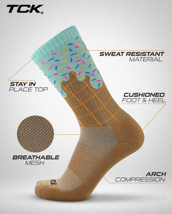 TCK socks Icy Mint Freeze Ice Cream Cone Crew Socks