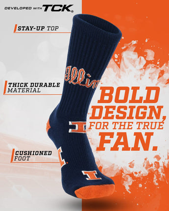 Illinois Fighting Illini Mayhem Crew Socks (Made in USA)