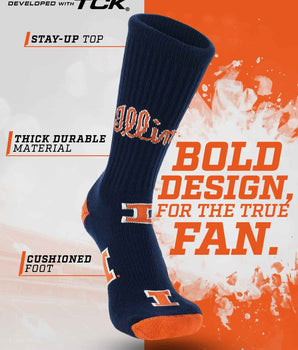 TCK socks Illinois Fighting Illini Mayhem Crew Socks (Made in USA)