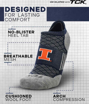 Illinois Fighting Illini No Show Tour Socks - Made in USA