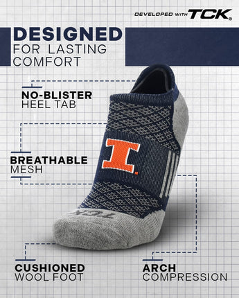 TCK socks Illinois Fighting Illini No Show Tour Socks - Made in USA