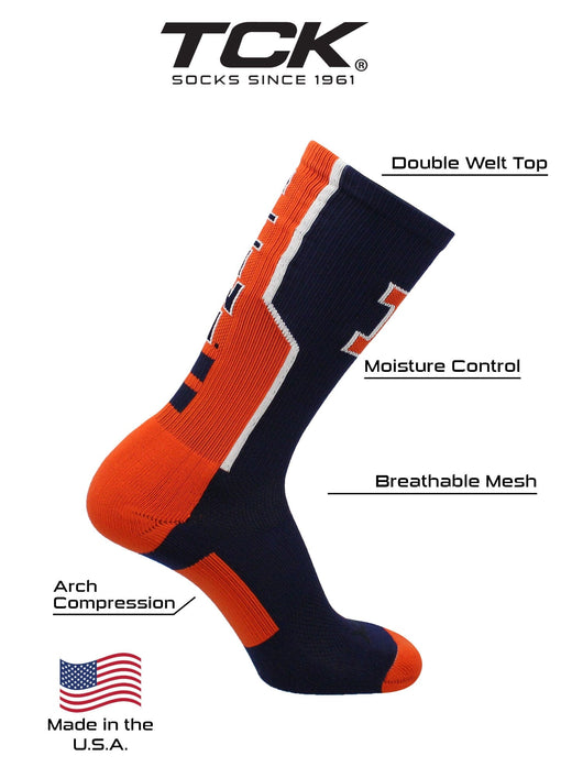 TCK socks Illinois Fighting Illini Socks Perimeter Crew