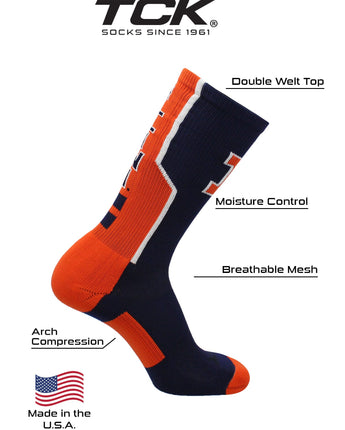 TCK socks Illinois Fighting Illini Socks Perimeter Crew