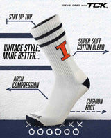 TCK socks Illinois Fighting Illini | Vintage | NCAA Mens and Womens Soft Cotton Sock