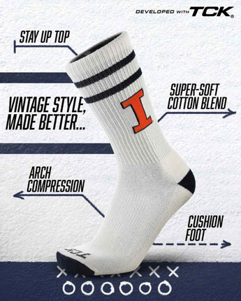 TCK socks Illinois Fighting Illini | Vintage | NCAA Mens and Womens Soft Cotton Sock