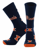 TCK socks Illinois Navy/Orange / Large Illinois Fighting Illini Mayhem Crew Socks (Made in USA)