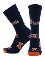 TCK socks Illinois Navy/Orange / Large Illinois Fighting Illini Mayhem Crew Socks (Made in USA)