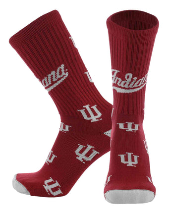 TCK socks Indiana Crimson/White / Large Indiana Hoosiers Mayhem Crew Socks (Made in USA)